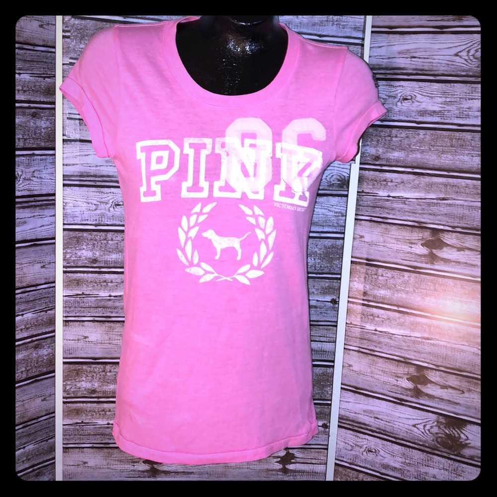 🌴VICTORIA SECRET PINK-XS-CREW NECK-SS•VS11